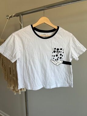 Disney White Short Sleeve Pocket crop top